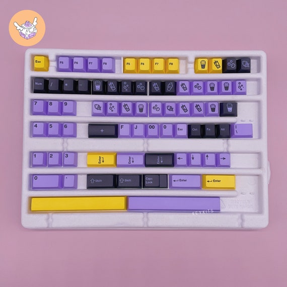 Taro Boba Bubble Tea Keycap Set 145 Piece Cherry Profile PBT 