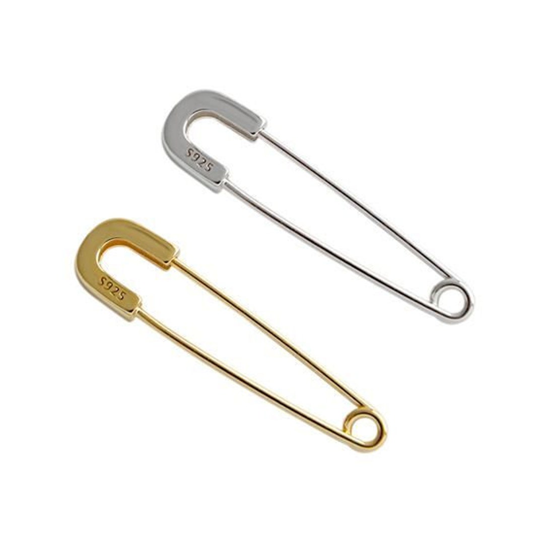 Milly Safety Pin Sterling Silver & Gold Plated Earring SINGLE Earrring ...
