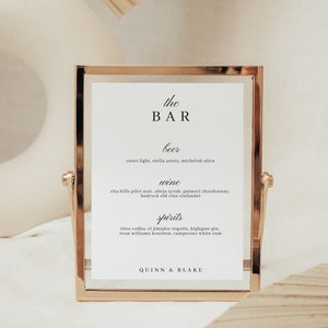 Classic Wedding Sign Template, Bar Menu Sign, Wedding Guestbook Sign, Modern Reception Template, Canva, Fully Editable, Instant Access-LIBRE