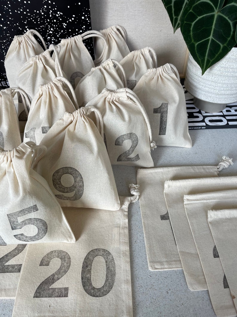 Advent calendar to fill, jute bag, cotton 17 x 20 cm, reusable, fabric advent calendar, Scandi, minimalist image 10