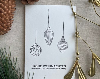 Weihnachtskarte, Klappkarte, Hochformat, handgestempelt, Auswahl aus 3 Umschlägen