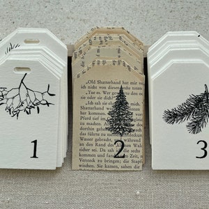 Calendario de Adviento Números Etiquetas Colgantes; Cartón o upcycling para colgar, pegar o grapar con bolsas de papel para llenar tú mismo