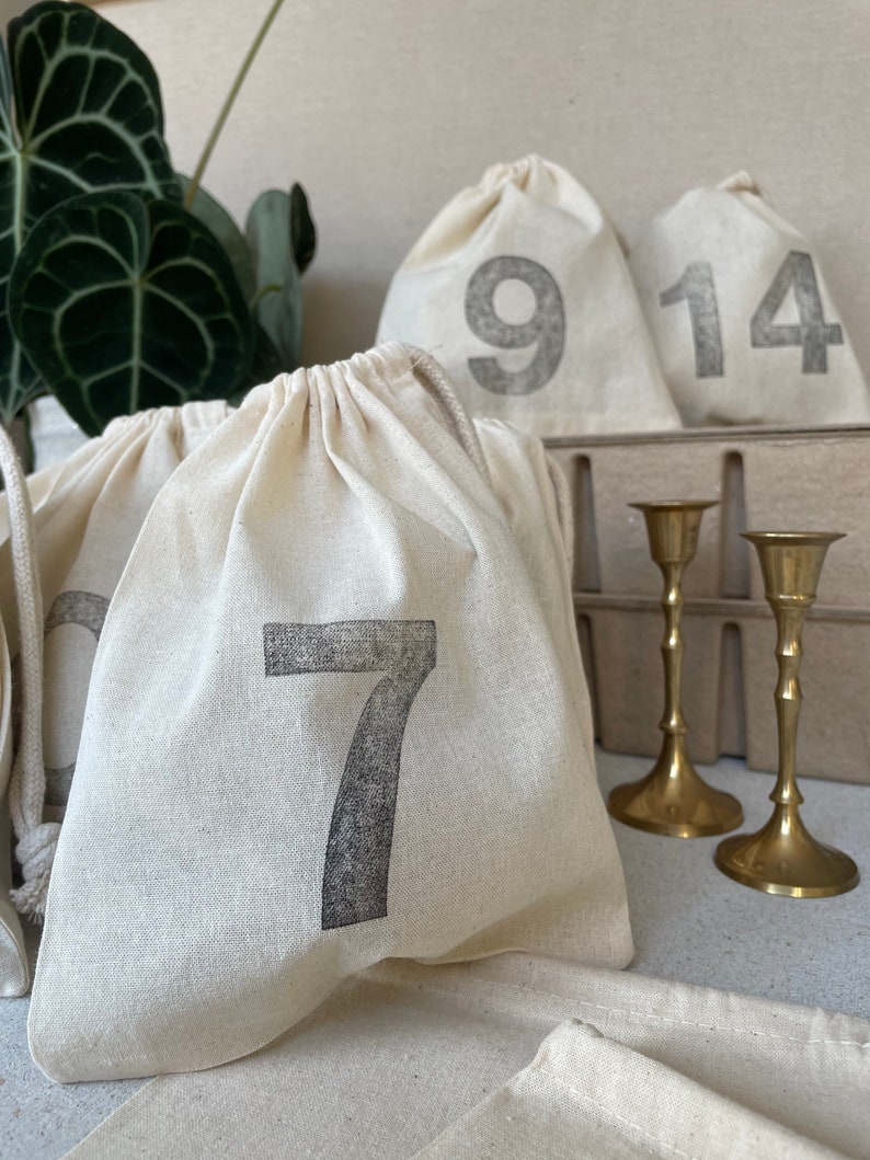 Advent calendar to fill, jute bag, cotton 17 x 20 cm, reusable, fabric advent calendar, Scandi, minimalist image 9