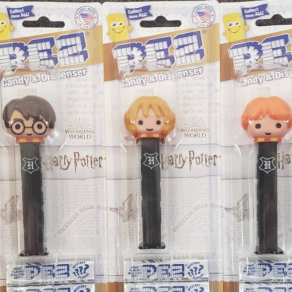 Harry Potter Pez Candy Dispensers new in package Set of Three Harry Hermania and Ron Great for any Harr y Potter Collector