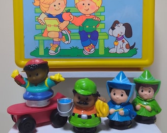 Vintage Fisher Price Lunchbox & Little Boy Skateboard Zookeeper and Fairy Godmothers Blue Green