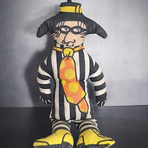 Vintage McDonald&#39;s Hamburglar Plush Doll, 1970s Mascot Pillow, Collectible Toy, Retro Fast Food