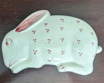 Hand-Painted Italian Ceramic Bunny Mold, Easter Rabbit Decor, Vintage-Inspired Wall Hanging, Tabletop Decor