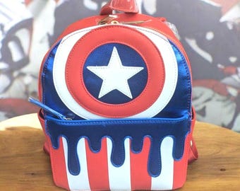 Danielle Nicole Captain America Mini Backpack, Loungefly Pins Pack,  Marvel Backpack, Superhero