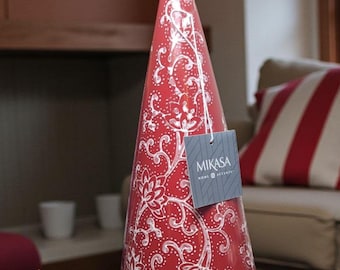 Mikasa Christmas Tree: Red Floral Holiday Table Centerpiece, 12" Tall