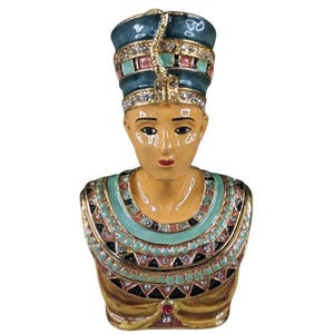 Faberge Style Jeweled Nerfertiti Trinket Box, Decorative Trinket Organizer, Jewelry