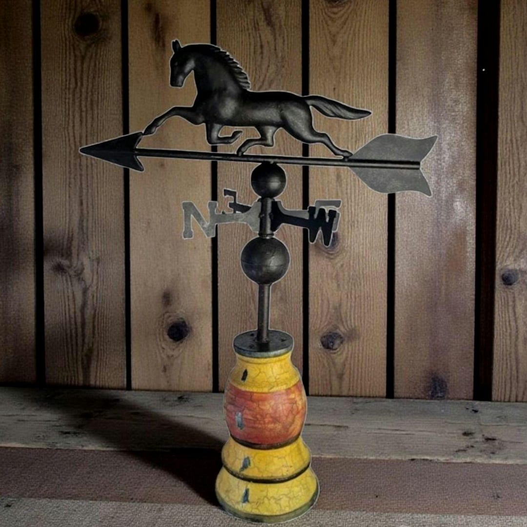 Vintage Metal and Wood Weathervane, Horse, Farmhouse Decor, Rustic ...