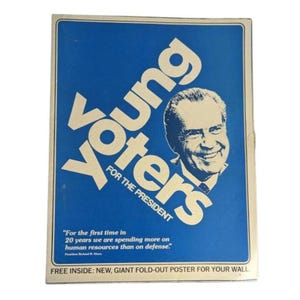 1972 Young Voters For The President Poster, Vintage Richard Nixon Poster, Political Memorabilia