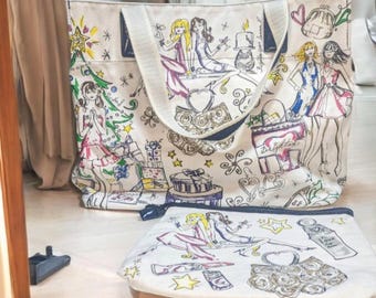 Brighton Happy Holidays Canvas Tote Bag and Zip Pouch Set