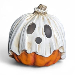Ghost Pumpkin Ceramic Light Up, Halloween Decor, Pumpkin Night Light, Home Decor
