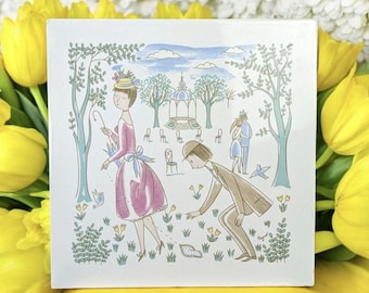 Raymond Peynet Ceramic Tile: Vintage French Wall Decor