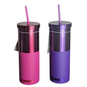Dunkin Donuts Tumblers - 20oz - Stainless Steel Insulated Travel Tumbler Twist Top and Straw, in Pink or Purple