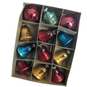 Vintage Shiny Brite Christmas Bells, Plastic Collectible Ornaments, Holiday Ornaments, Seasonal Decor