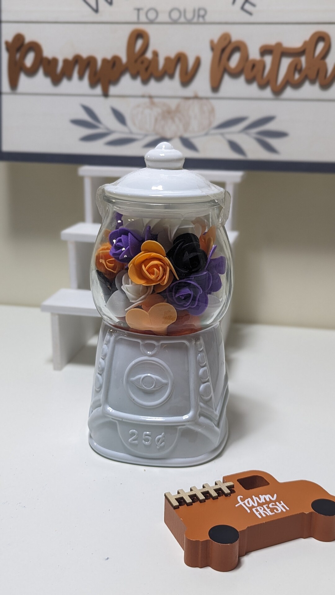 White Target Gumball Jar Glass Jar Colorful Foam Roses Included Etsy
