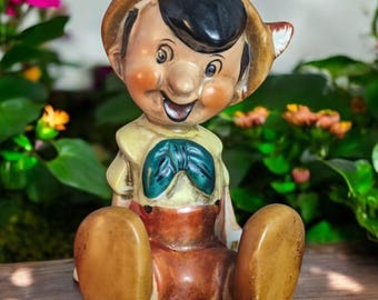 Vintage 1950s Walt Disney Pinocchio Ceramic Shelf Sitter, Rare, Made in Japan, Collectible Disney
