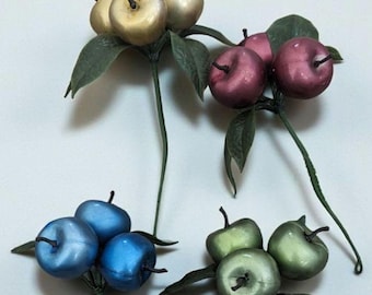 Vintage MCM Colorful Apple Picks, Crafts, Wreath Accessories