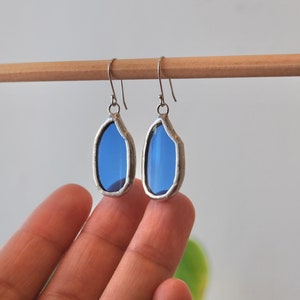 Earrings: Stained Glass -Sakemai- | Rice Grain Shape | Japanese Sake bottle glass | Gift ideas