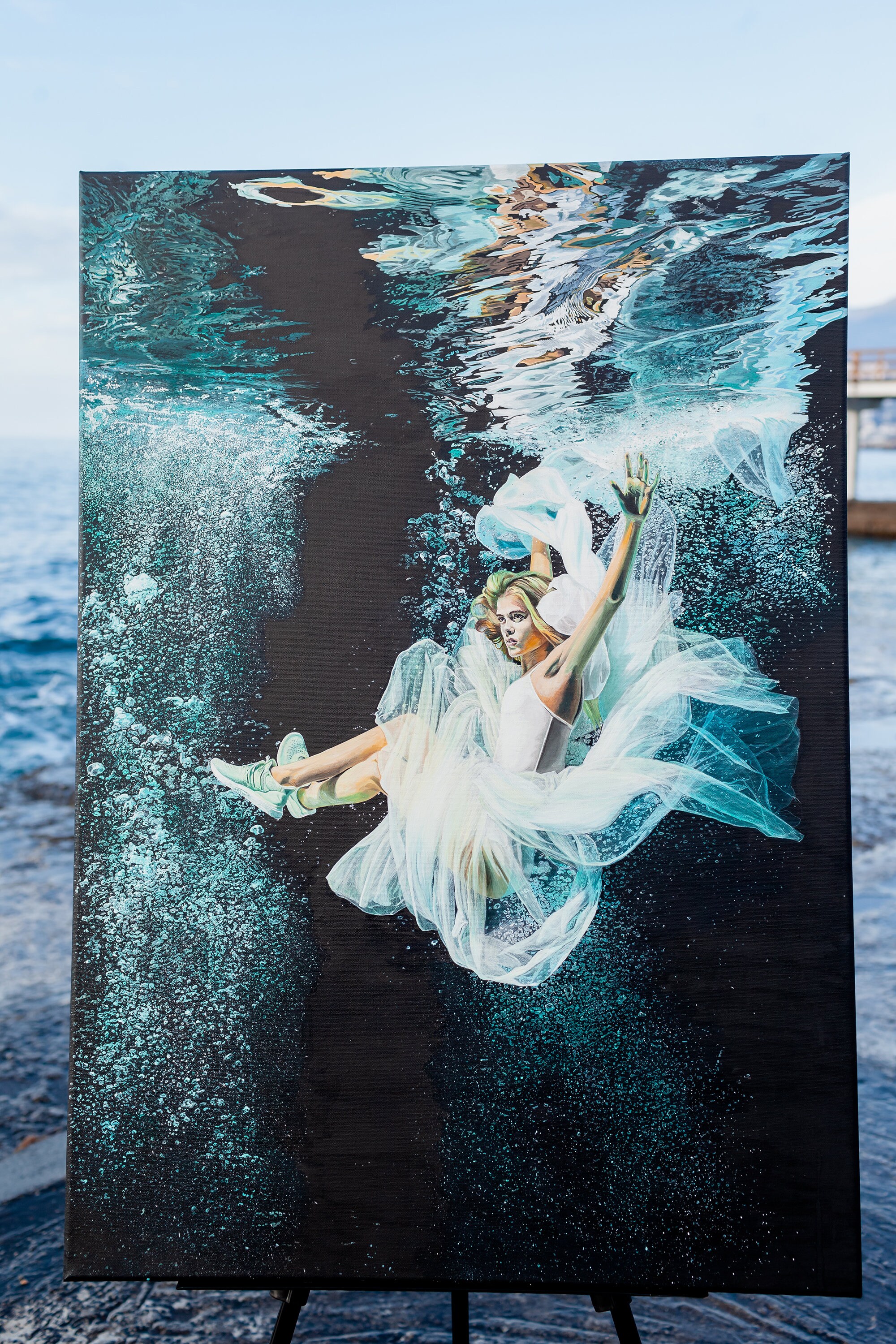 Painting Girl under water Girl in a white Etsy
