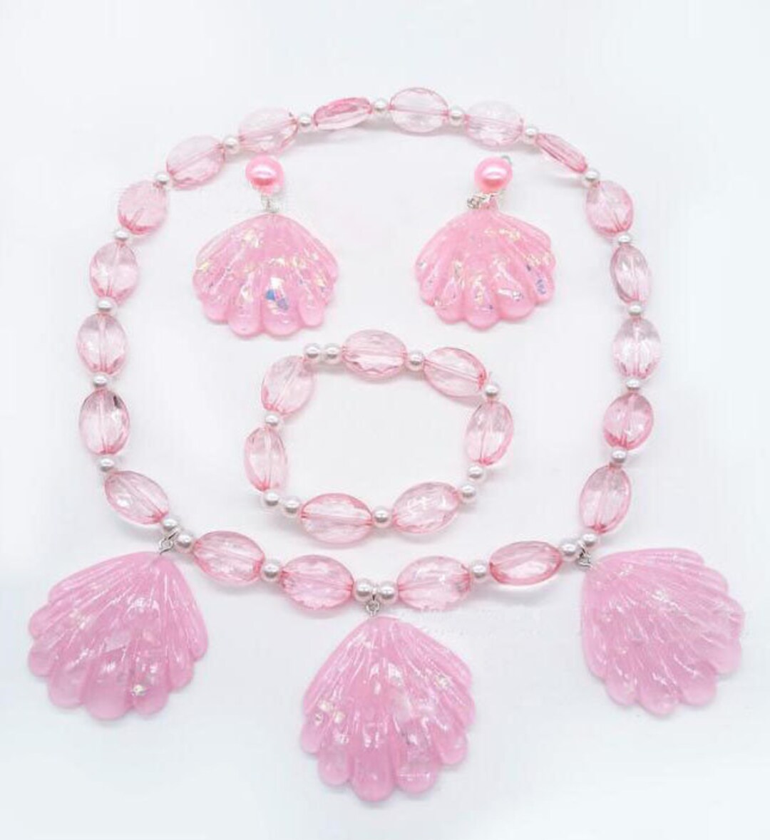 Ariel Baroque Pearl & Pink Seashell Hook Clasp Necklace