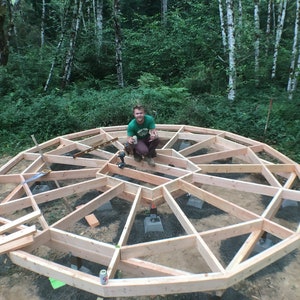 Circular Deck Foundation 3V Domes and Yurts (3 sizes: 15,20,23 ft / 4.5, 6, 7m diameter) Floor system - DIY Build Plans