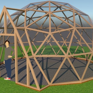 Vaulted Doorway and Connecting Tunnel for 3v geodesic domes 12'8, 15', 20' 4m, 4.5m, 6m Full woodworking plans, imperial and metric image 2