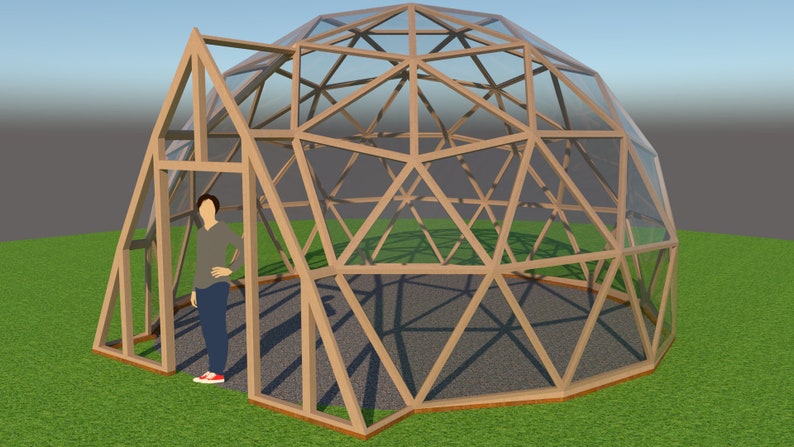 Vaulted Doorway and Connecting Tunnel for 3v geodesic domes 12'8, 15', 20' 4m, 4.5m, 6m Full woodworking plans, imperial and metric image 2