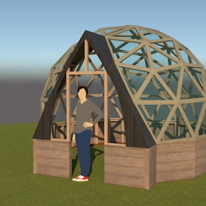 Vaulted Doorway and Connecting Tunnel for 3v geodesic domes 12'8, 15', 20' 4m, 4.5m, 6m Full woodworking plans, imperial and metric image 5