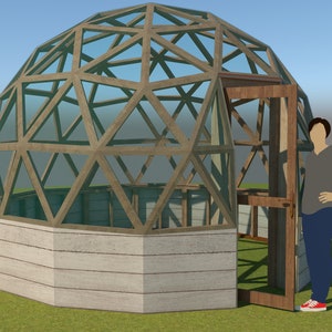 12ft8 / 4m Geodesic Dome DIY Build Plans NO HUBS with pony wall (Imperial and Metric)