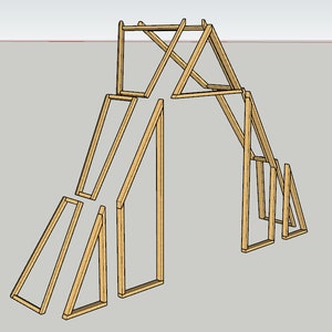 Vaulted Doorway and Connecting Tunnel for 3v geodesic domes 12'8, 15', 20' 4m, 4.5m, 6m Full woodworking plans, imperial and metric image 4