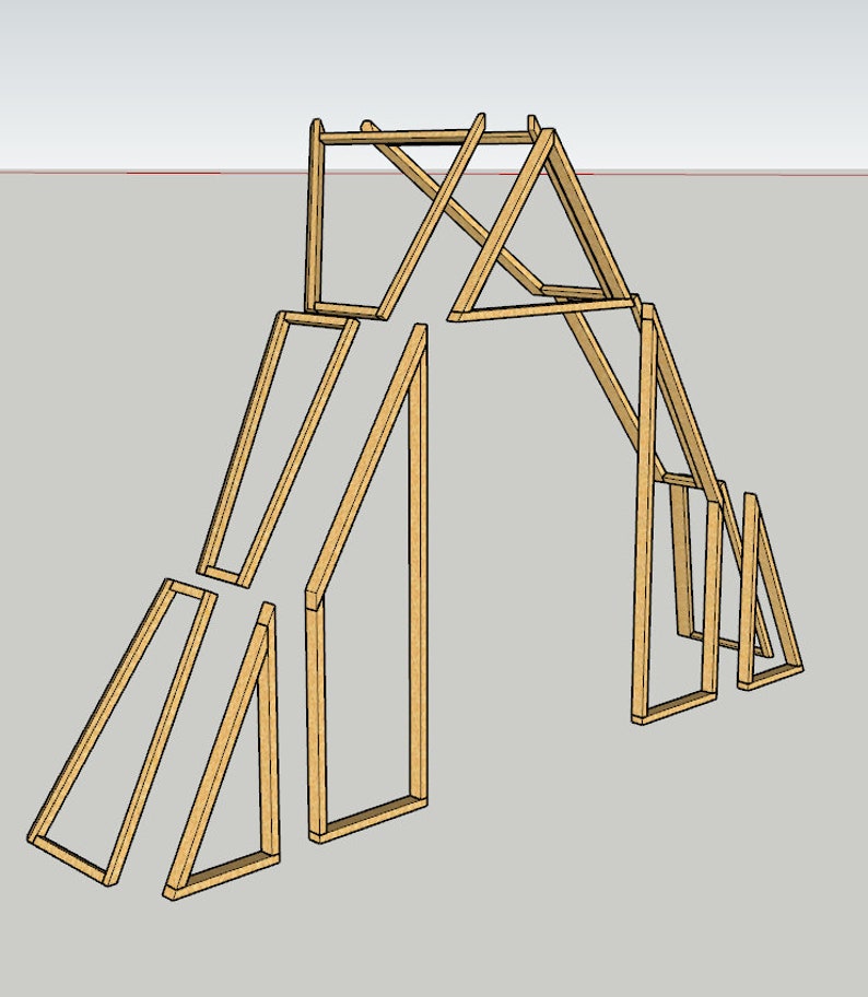 Vaulted Doorway and Connecting Tunnel for 3v geodesic domes 12'8, 15', 20' 4m, 4.5m, 6m Full woodworking plans, imperial and metric image 4