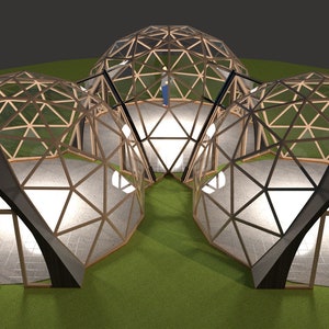 Vaulted Doorway and Connecting Tunnel for 3v geodesic domes - 12'8, 15', 20' (4m, 4.5m, 6m) Full woodworking plans, imperial and metric