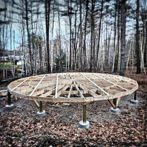 Circular Deck Foundation 4V Domes and Yurts (3 sizes: 23', 30', 40' / 7m, 9m, 12m diameter) Floor system - DIY Build Plans