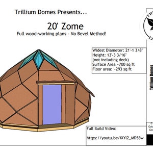 20' / 6m Zome Geodesic Dome DIY Build Plans NO HUBS Imperial and Metric image 2
