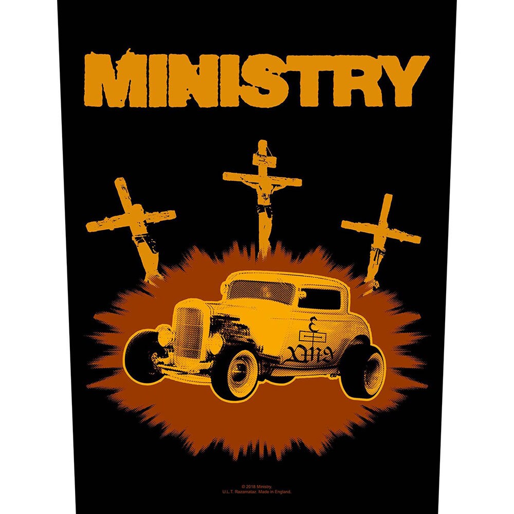 Ministry Jesus Built My Hot Rod Large Back Patch Industrial Rock 