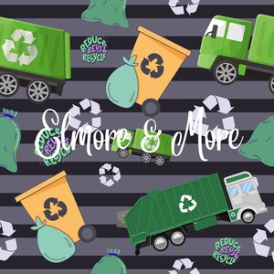 Trash Truck Seamless File- Recycling- Sublimation