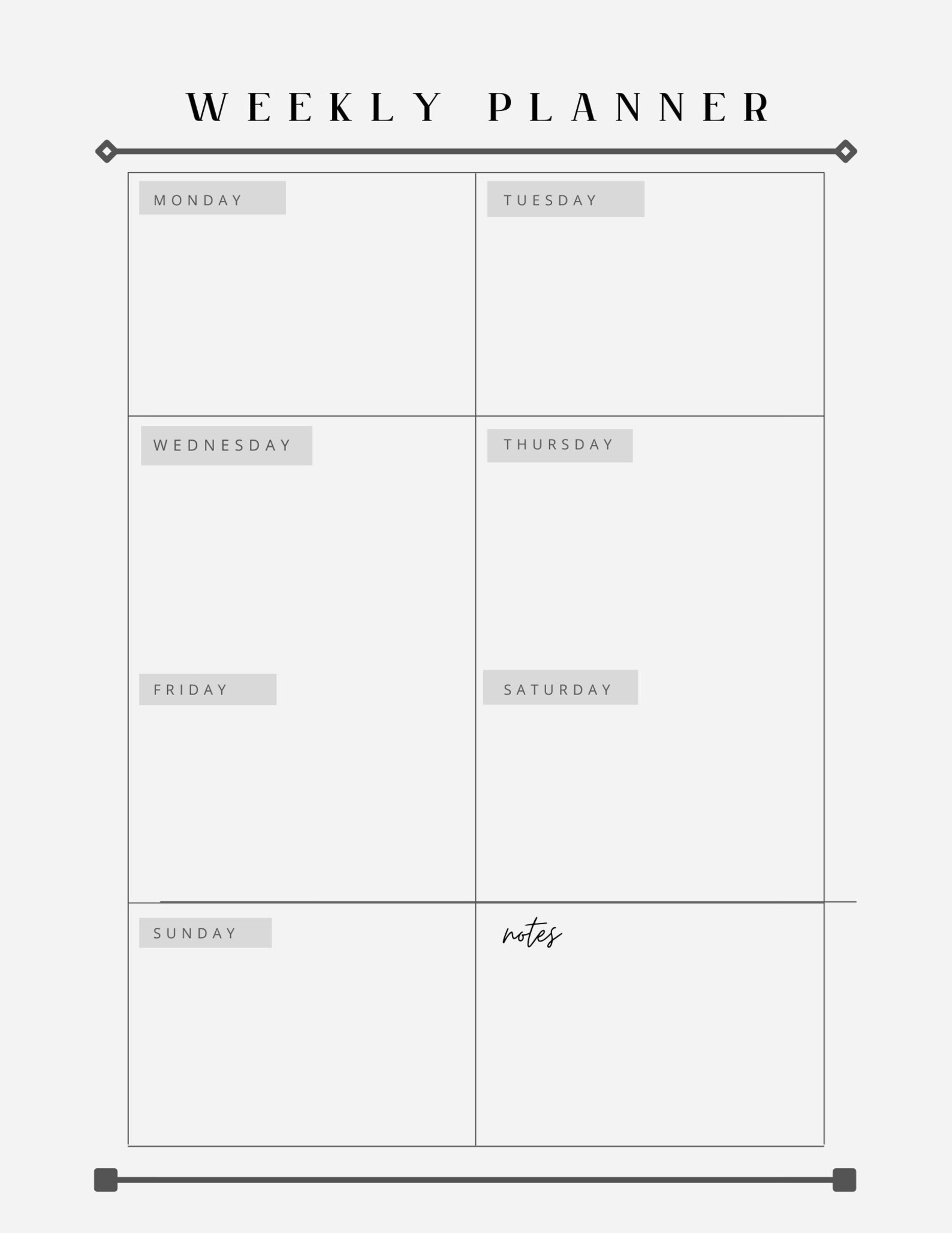 Simple Weekly Planner - Etsy