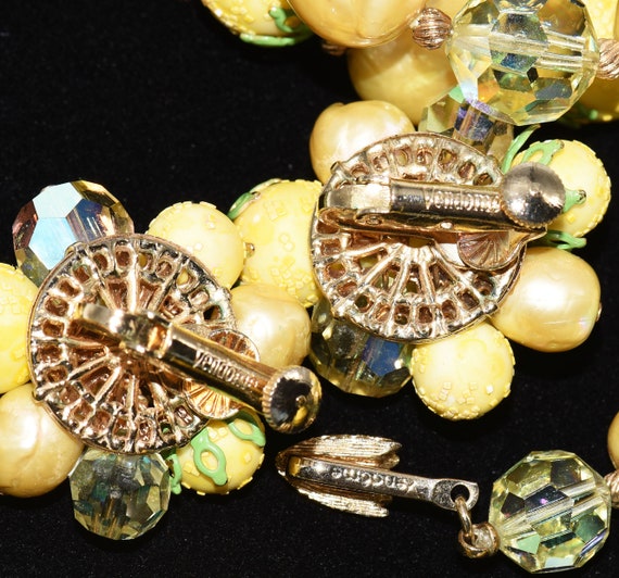 VENDOME Delightful Lemon YELLOW bead Crystal GREE… - image 10