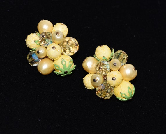 VENDOME Delightful Lemon YELLOW bead Crystal GREE… - image 5