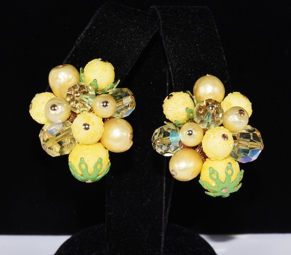 VENDOME Delightful Lemon YELLOW bead Crystal GREE… - image 9