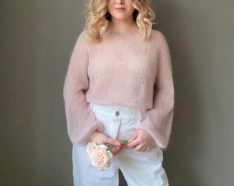Mohair Sweater. Cable Knit Sweater. Oversized Sweatshirt. Mohair Jumper. Women Knit Sweater. Gift for Her. See Through Top. Women Jumper.
