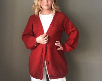 Plus Size Women Cable Knit Cardigan. Wool Sweater. Hand Knit Cardigan. Oversized Sweater. Gift for Her.