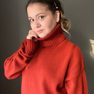 Luxurious Cashmere Sweater for Her. Beautiful Christmas Present. Loose turtle-neck sweater with assymetric hemline. Merino sweater for Women image 4