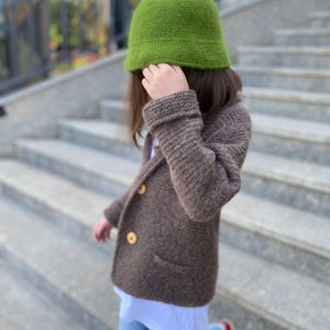 Crochet bucket hat for kids. Custom bucket hat for girls. Fluffy winter hat. Fuzzy bucket hat girl. Knit angora wool hat. Knit bucket hat. image 4