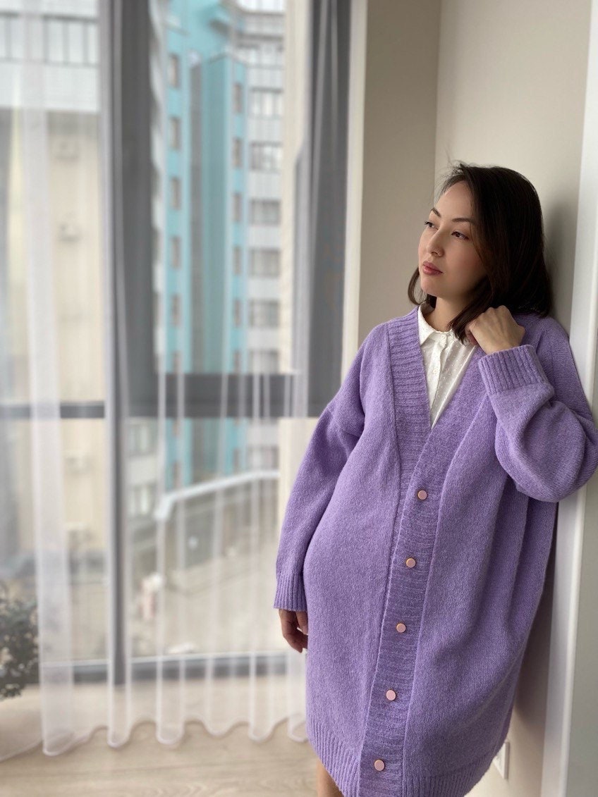 WAX Solid cardigan PURPLE M WX-0241 medico-tec.co.jp