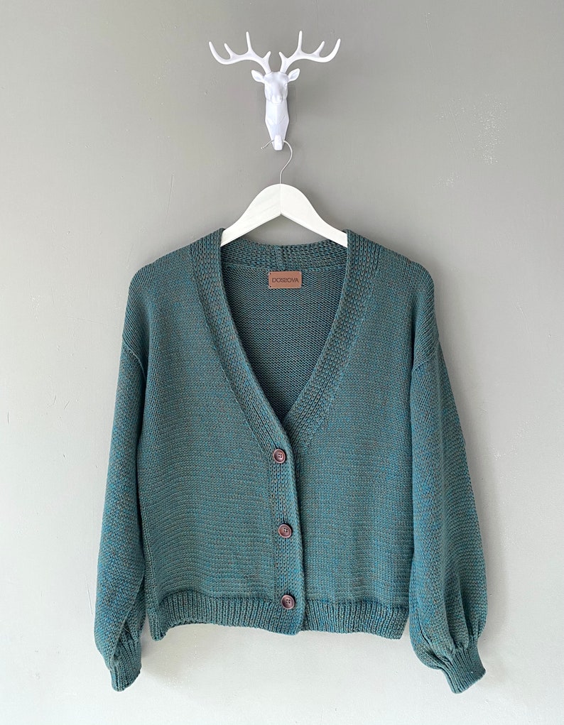 Cable Knit Cardigan. Green Sweater. Handknit Women Cardigan. Autumn Wear. Hand Knit Sweater for Women. Gift for Her. DOSSOVA Cardi. image 7