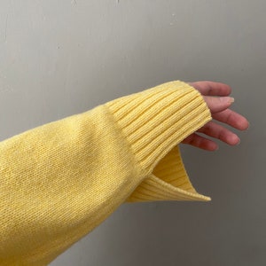 Yellow turtleneck sweater for women. Oversized nordic hygge sweater. Loose merino wool sweater. Fluffy hand knit sweater with high neck. image 5